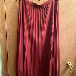 J. Crew Deep Red A-Line Pleated Skirt